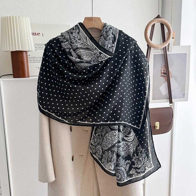 Oversized Korean Linen Shawl Dual-purpose Silk Scarf Travel Photo Sun Protection Beach Towel Extended Scarf Women's Versatile