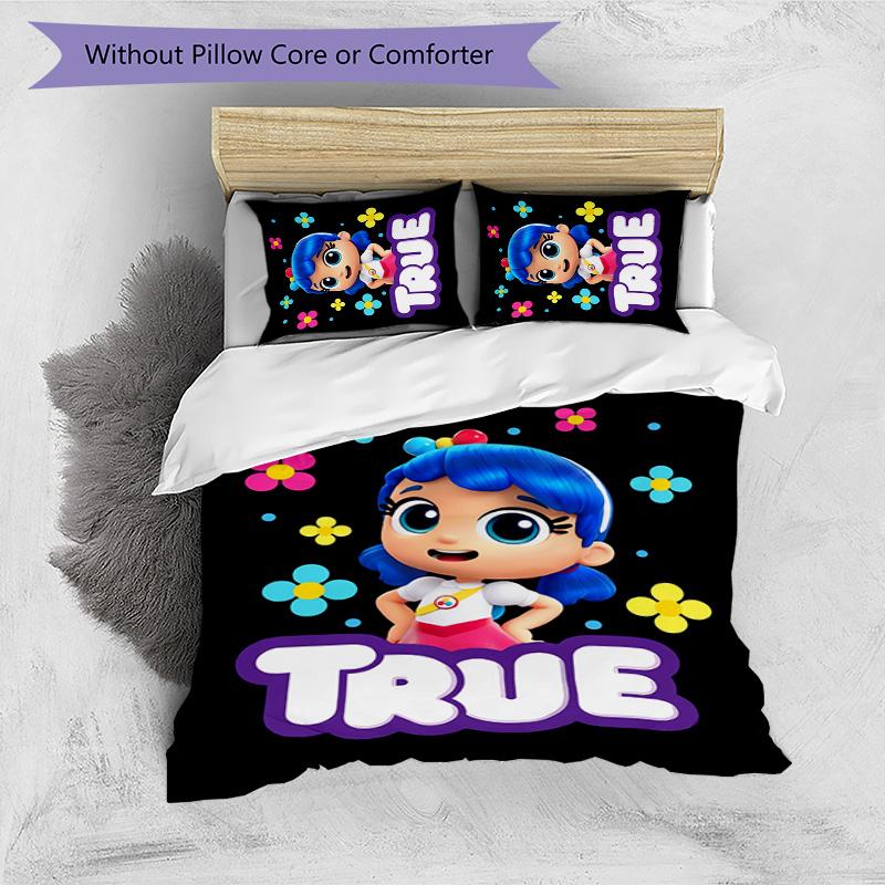 True and the Rainbow Kingdom 3pcs Bedding Set Duvet Cover Closure Includes 1 Duvet Cover & 2 Pillowcases for All Seasons Bedroom Home Dorm Decor