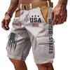 Pantaloncini Cargo Casual da Uomo Multi Tasche con Ricamo e Stampa Bandiera Tessuto Leggero Resistente Adatti per Attività all'Aperto