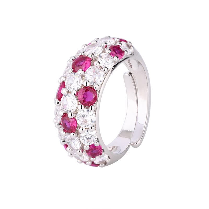 Jewelry Copper Bottom Gold-Plated Simulation Blue Spinel Red Corundum Ring Retro Wind Diamond Ring