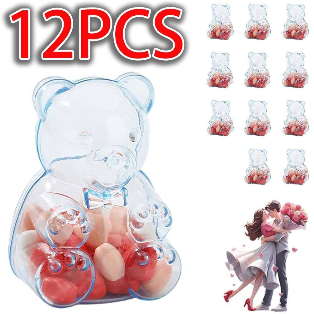 12PCS Large Gummy Bear Container Reusable Candy Storage Container Plastic Candy Boxes Clear Giant Gummy Bear Storage Jar