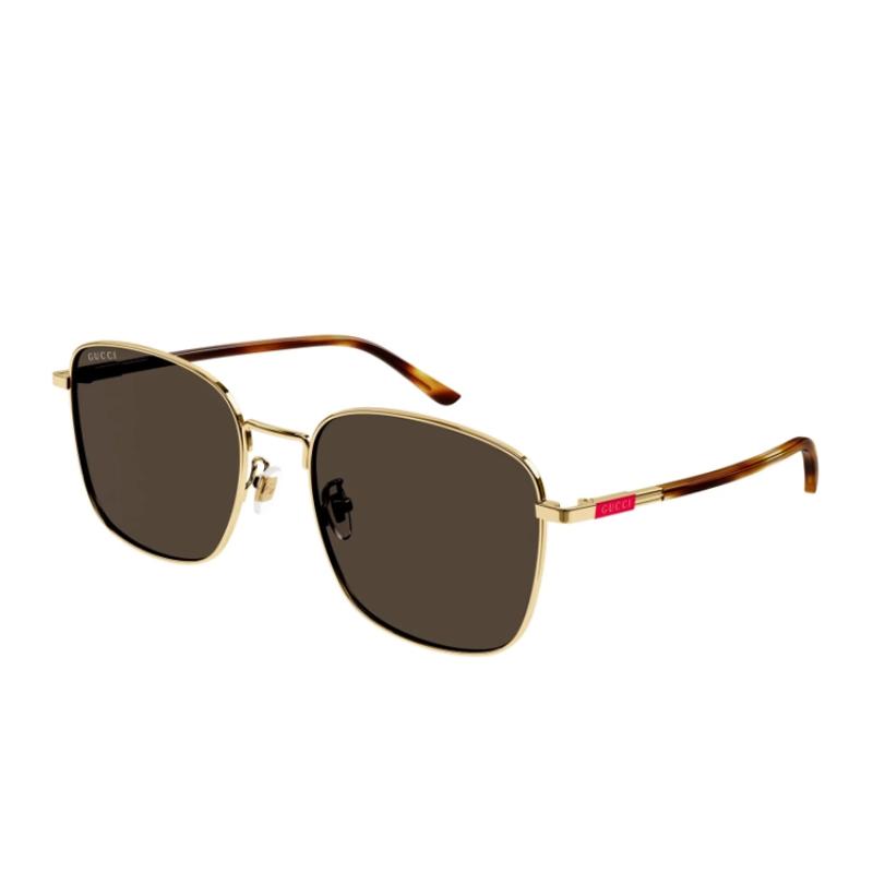 GUCCI Metal Frame Sunglasses Men's Gold Frame Brown Lenses
