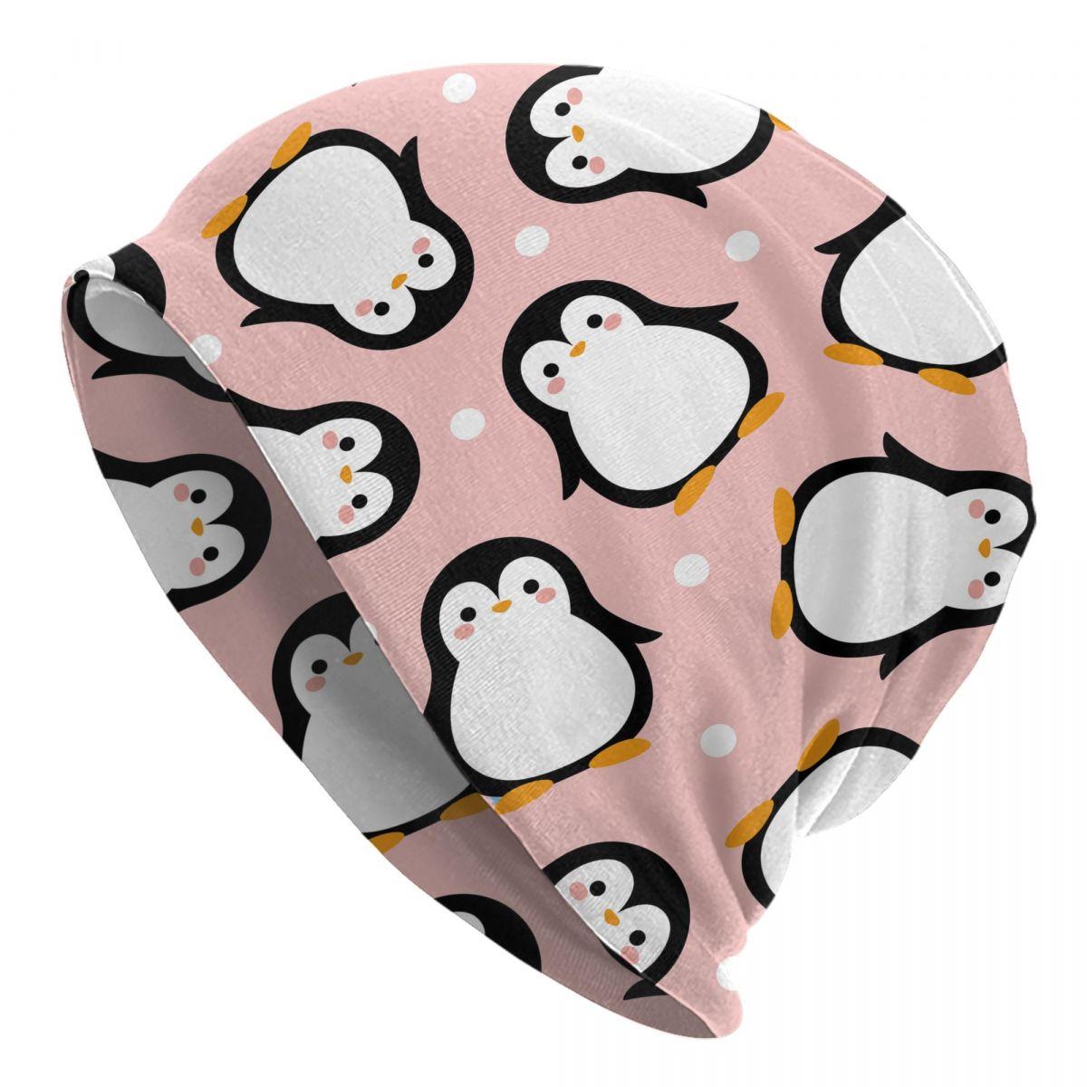 

Cute Penguin Cartoon Skullies Beanies Hats Pink Cartoon Animal Hip Hop Unisex Women Street Cap Warm Dual-use Bonnet Knitted Hat