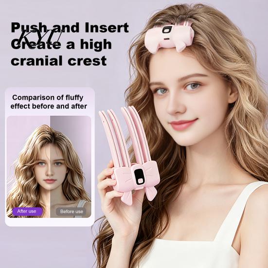 Strumento Wireless per Acconciature, Pinzetta Riscaldata per Sollevare le Radici, Display LCD, Volumizzante per Uso Domestico, Elettrico Regolabile a 2 Temperature per Frange, Capelli Lisci Sottili