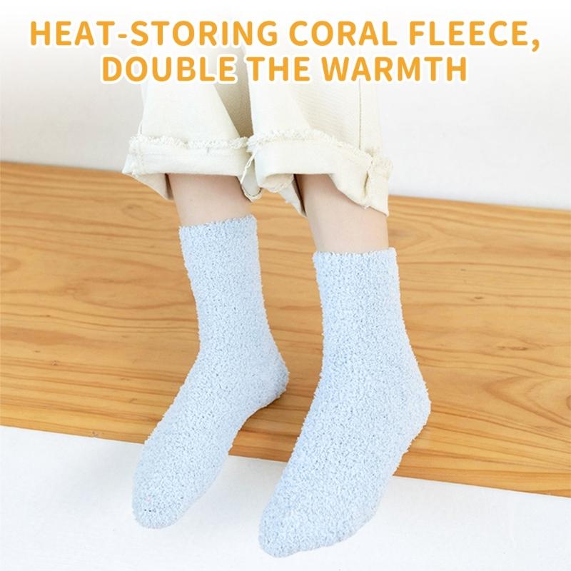 6 Pairs Fleece Sleep Socks For Men Women Soft Warm Thermal Winter Wear Ankle Socks Breathable