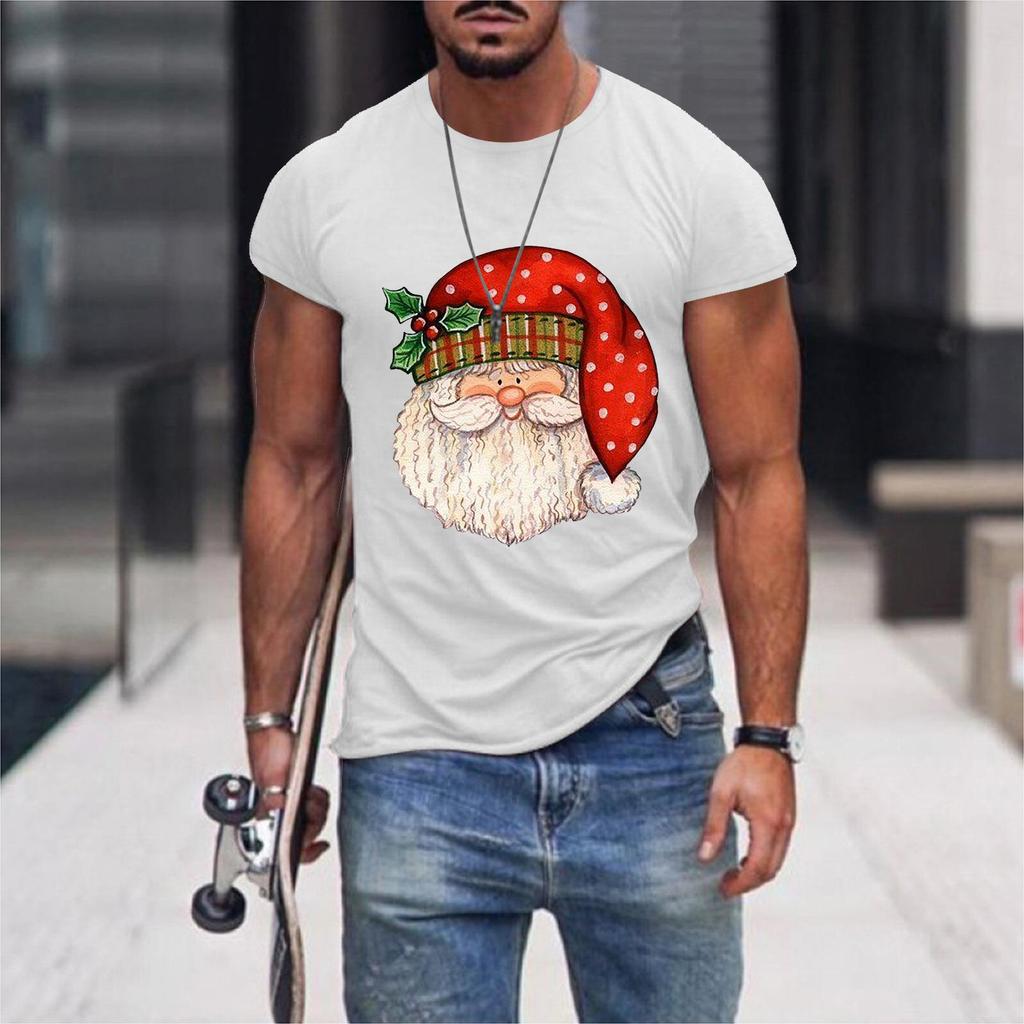 Christmas T-Shirts 3d Funny Santa Claus Print Oversized Tops Tees Mens Shirts Summer Holiday Casual O-Neck Male Harajuku Clothes