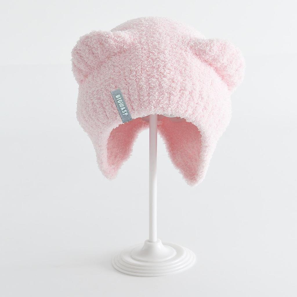 Children's Cute Plush Bear Wool Knit Winter Hat – Windproof & Cold Protection