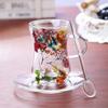Dried Flower Body-Shaping Double-Walled Glass Cup with Handle and Heat Insulation for Coffee, Milk, or Juice
