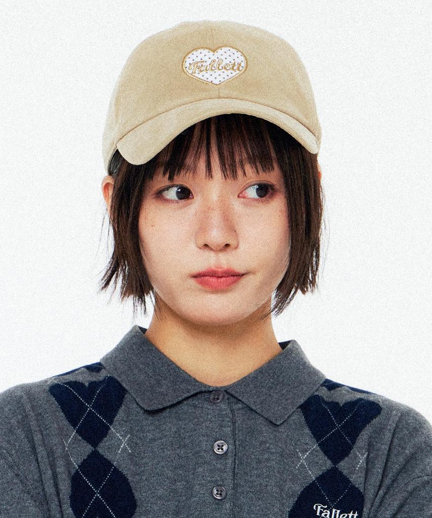 FALLETT Dot Heart Logo Typography Ball Cap Beige