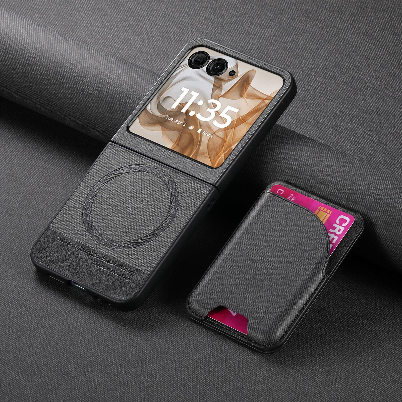 For Motorola Razr 70 60 50 40 Ultra Case with Card Holder, Magnetic Detachable Stand & Wallet Cover for Moto Razr Moto Razr 50/60/70 чёрный