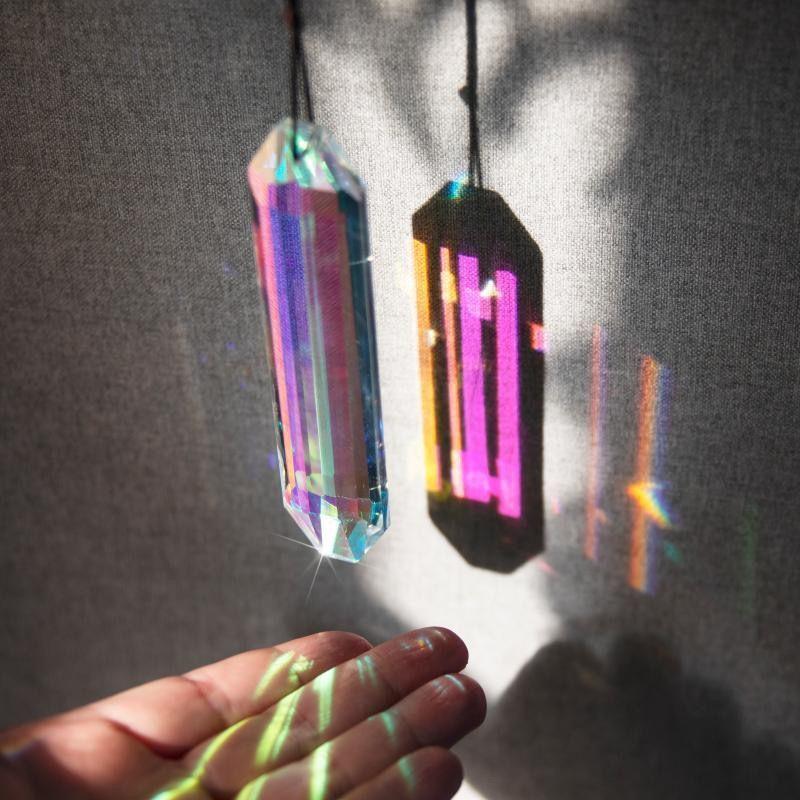 Crystal Prism Rainbow Maker Hanging Suncatcher Bright Color Artificial Decor for Outdoor Garden Yard Ornament