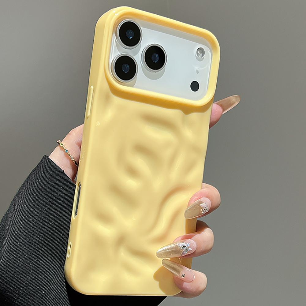 Fashion 3D Wrinkled Texture Phone Case For 17 16 15 14 13 12 11 Pro Max 16 Plus Air Silicone Shockproof Candy Back Cover
