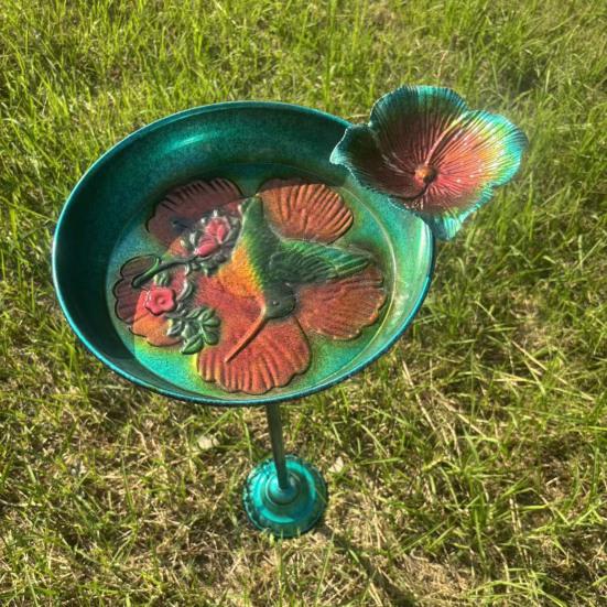 Bird Bath And Feeder Metal Bird Bath with Lotus Leaf Design Bird Feeder Outside Standing