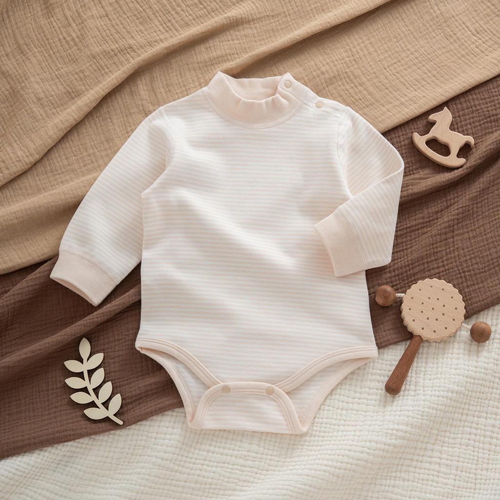 Warm Baby Bodysuit - Autumn/Winter Long Sleeve Velvet Romper with High Neck for Boys & Girls