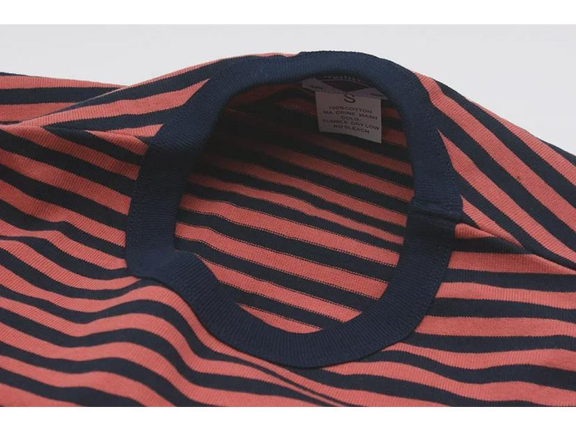 OKONKWO Letní pruhované pánské námořnické tričko khaki a tmavě modré