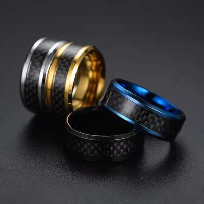 Grenzüberschreitender Titanstahl-Kohlefaserring - Schmuck im europäischen und amerikanischen Stil