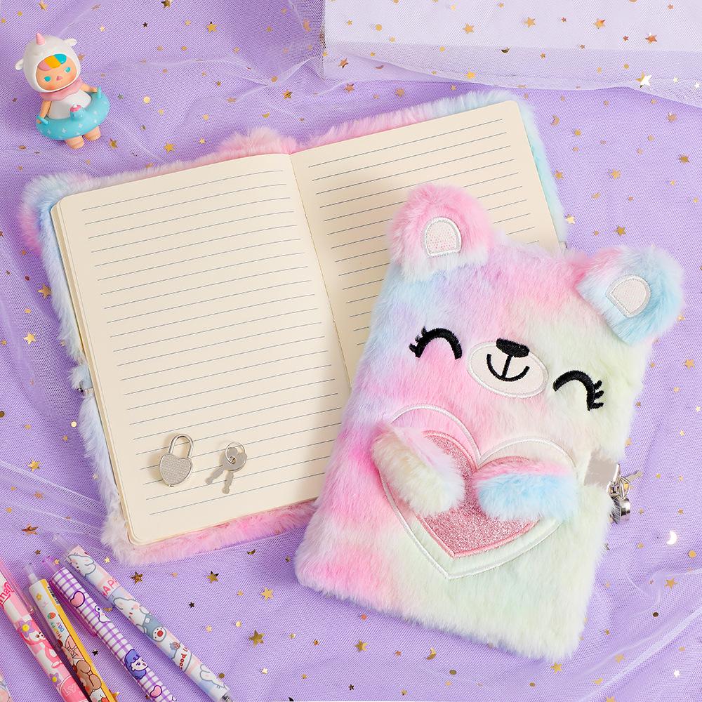 Lockable Little Bear Plush Journal for Kids - Perfect Christmas Gift