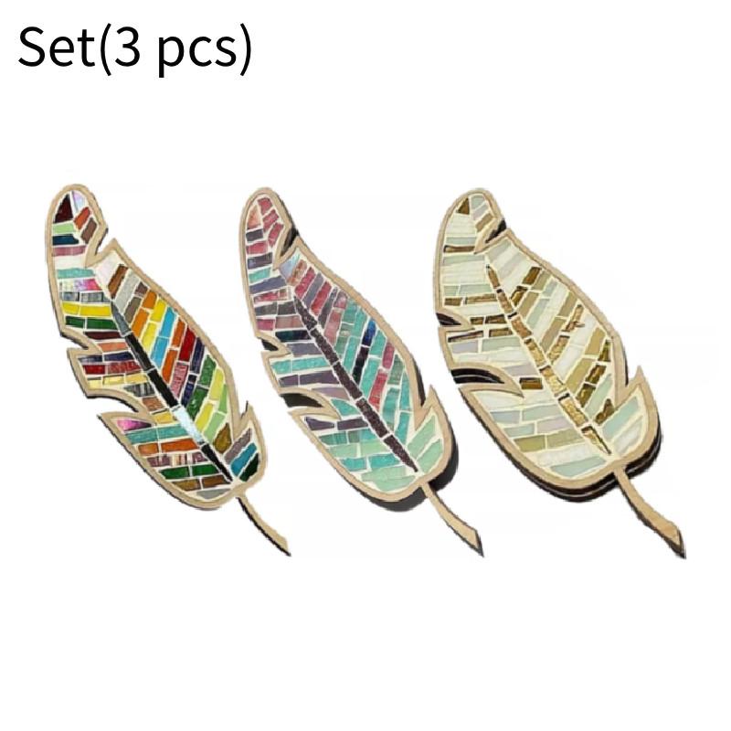 Stained Feather Bright Glass Craft Mosaic Kit Diy Ornaments For Adult Kids Gift