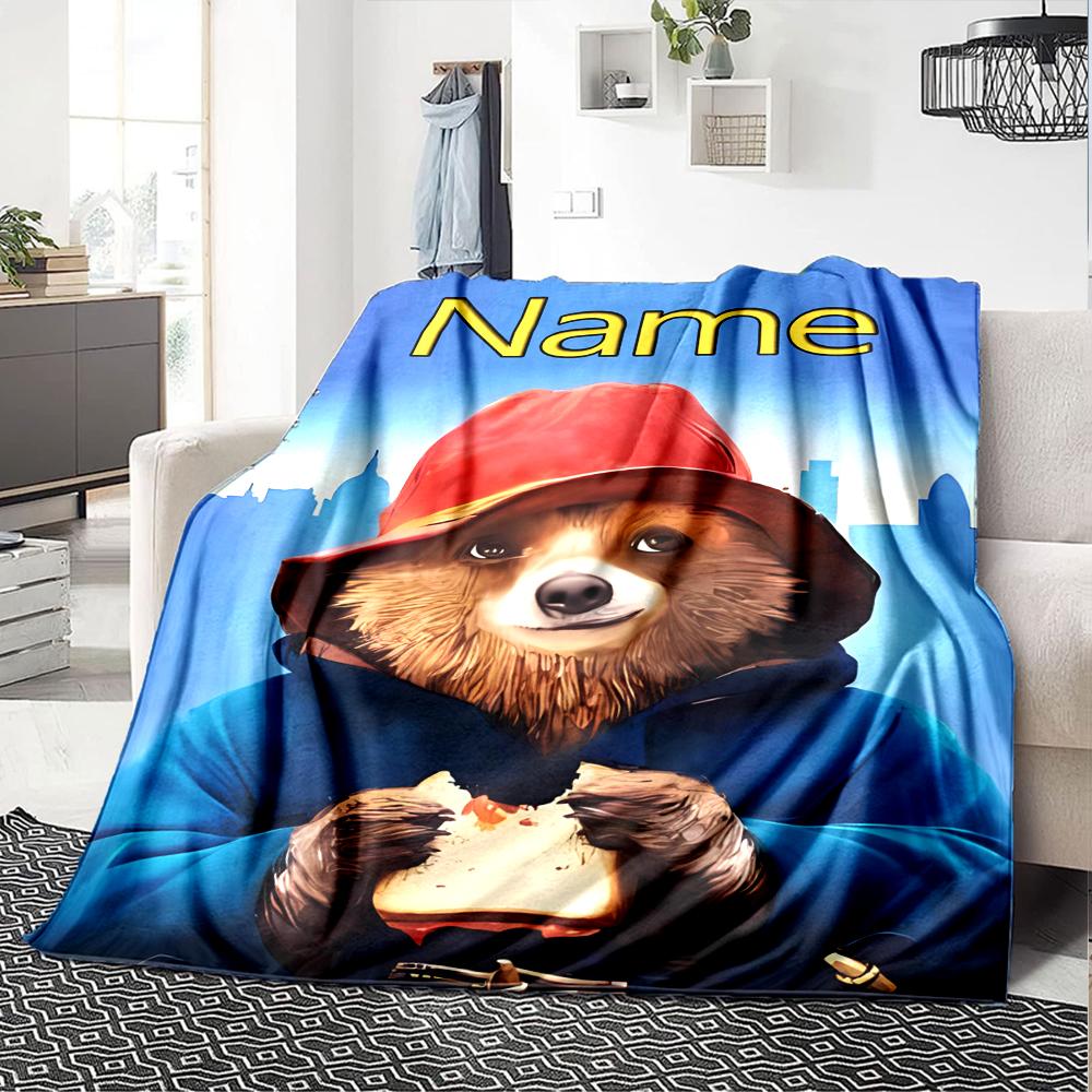 Customiz Name Personality Paddington Bear Blanket Soft &Warm Sofa Office Bed Travel Lunch Break Blanket, Gift Suitable All Seasons