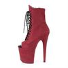20Cm Front Lace-up Fish Mouth Thin Heel High Heel Low Boots Nightclub Stage Pole Dance High Heel Sole Short Boots YKC