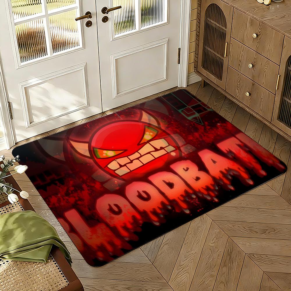 Game Geometry Dash Floor Mat Soft Thickened Absorbent Non-Slip Bedroom Living Room Door Mat Home Decor Flannel Rugs