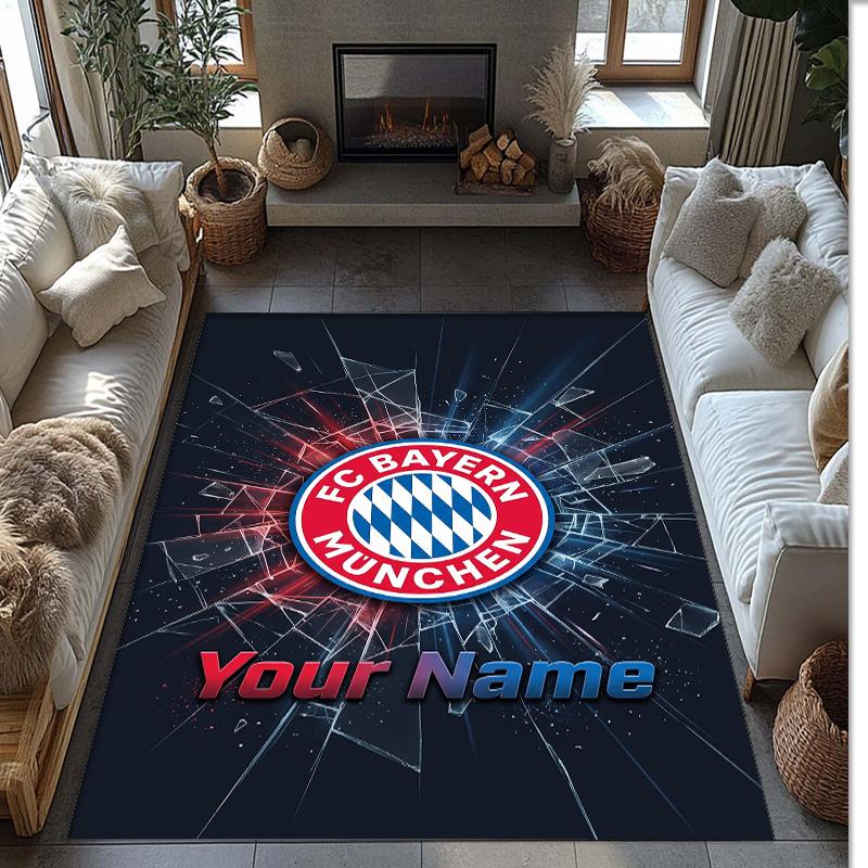 Bayern Munich Printed Crystal Velvet Rug Non‑Slip Crystal Velvet Carpet For Sofa Bedroom Indoor Home Decoration