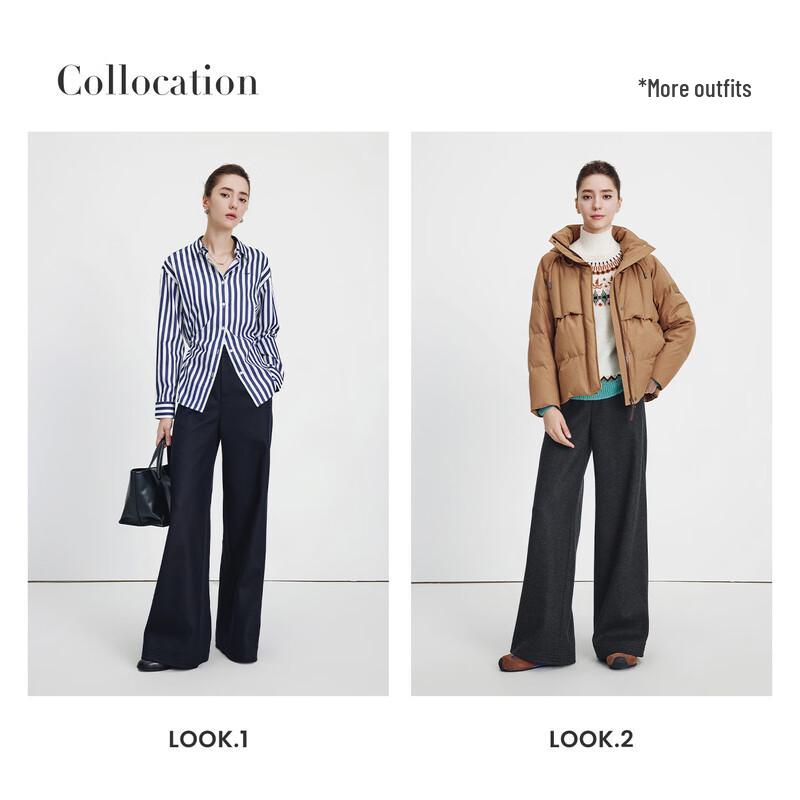 Navigare Women's Winter Wool Blend Straight-Leg Trousers