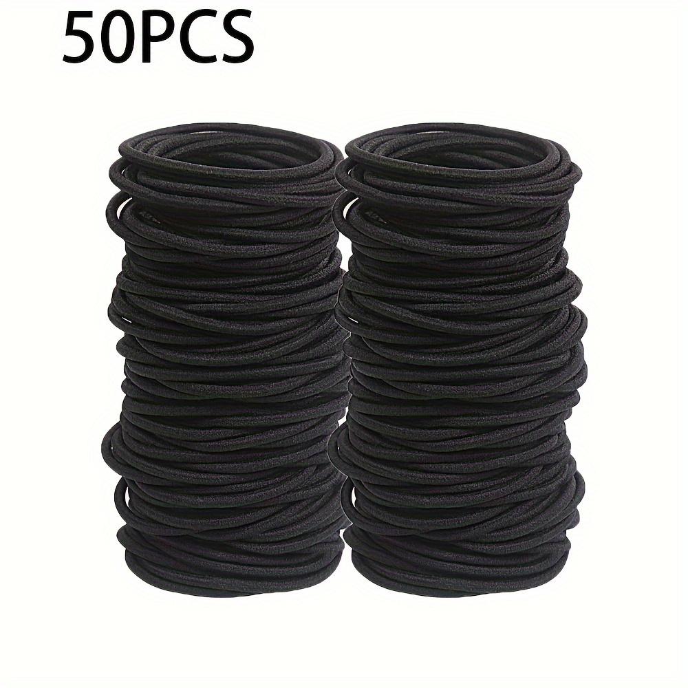 50/100pcs 3MM Black Small Hair Ties Elastic Hair Ties Ring Ponytail Holders for DIY Women Man Thick Curly Headband Accessories