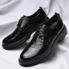 Luxury Men Brogue Shoes Lace Up Oxfords Leather Thick Sole Trendy Office Business Dress Derby Shoes British Youth Wedding Shoes