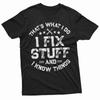 Herren I Fix Stuff Kurzarm Rundhals Grafik T-Shirt Lässiges T-Shirt für Mechaniker Ingenieur Werkstattarbeit Vater Ehemann Opa Geschenk