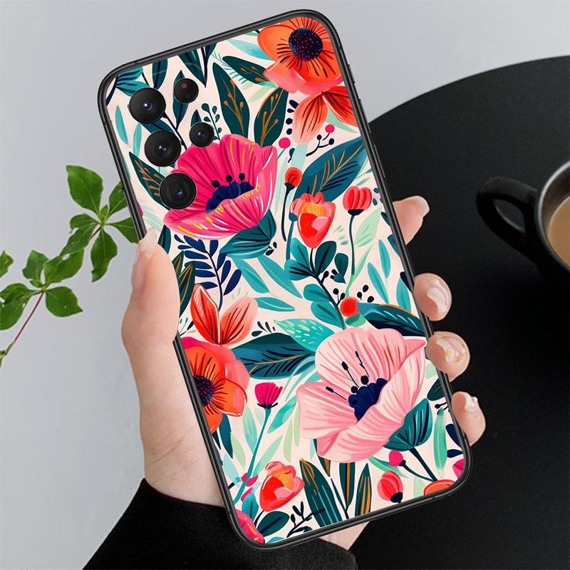 Flower Art Funda Phone Case For Samsung Galaxy S26 S25 S24 S23 S22 Ultra S23 S22 S25 Plus S24 FE S26Edge