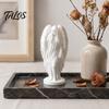 Durable PLA Statue 3D Printed Hooded Angel Figurine, Elegant White Winged Statue, Decor European Style Minimalist Desktop Sculpture for Home Office