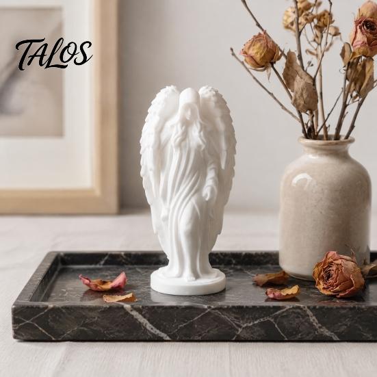 Durable PLA Statue 3D Printed Hooded Angel Figurine, Elegant White Winged Statue, Decor European Style Minimalist Desktop Sculpture for Home Office
