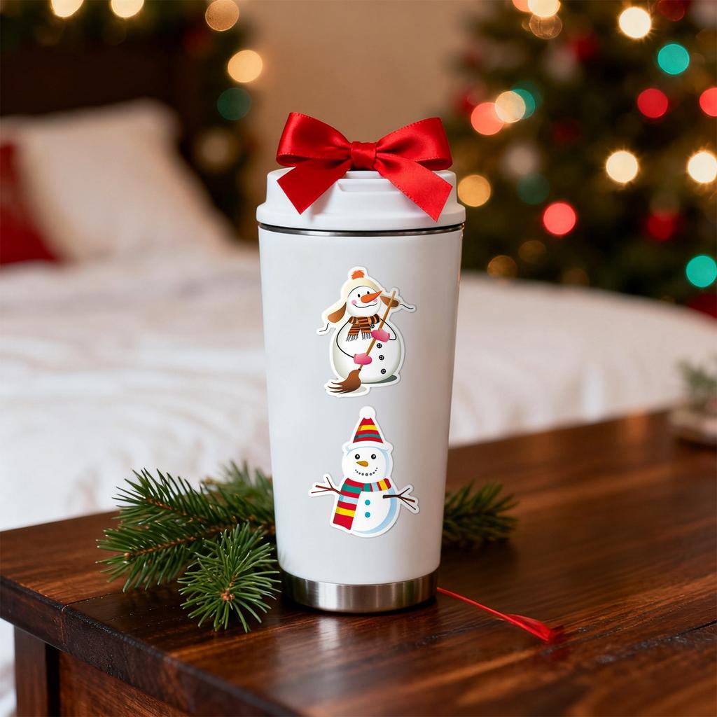 50 Pieces Winter Snowman Sticker Christmas Holiday Sticker For Card Making Decoration DIY Scrapbooking