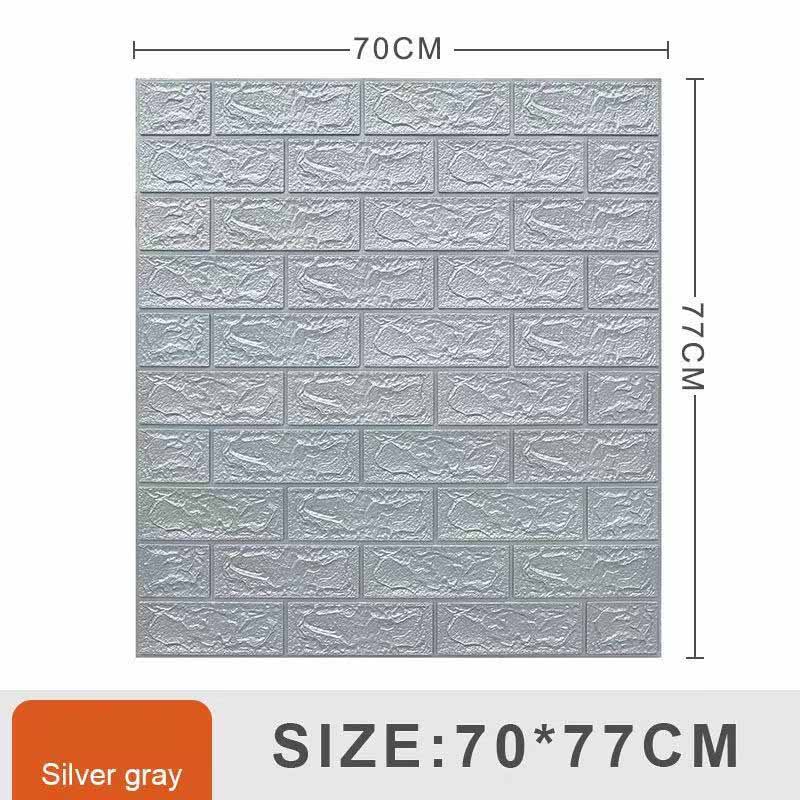 

70*77см 3D Водонепроницаемые Самоклеящиеся Стеновые Панели Очень Толстый XPE Пенопласт Звукоизоляционные и Противоударные Обои Декор для Гостиной Спальни Детской Комнаты 1pc серебряный серый
