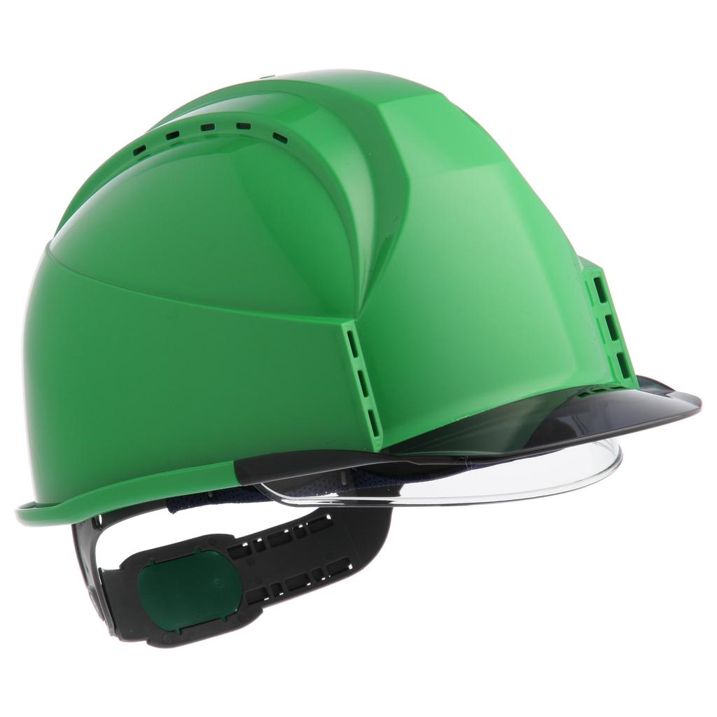 Sumibe Techno Plastic Helmet KKC3 Series with Ventilation Transparent Styrene Holes, Eaves, Liner, Midori/Smoke KKC3S-B-GR-S