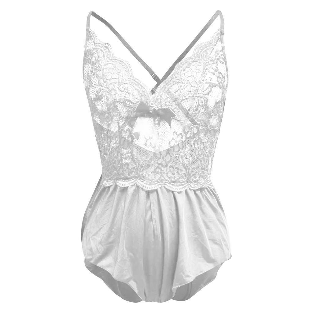 Women's Sexy Lace Suspender Nightdress One-piece Open File Sexy Pajamas