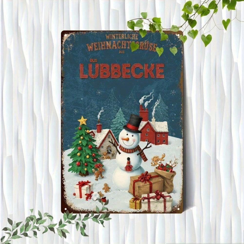 

2D Flat Winter Snowman Christmas Tin Sign, Retro Holiday Metal Wall Art, 20x30cm Home Decor for Living Room 20x30 разноцветный