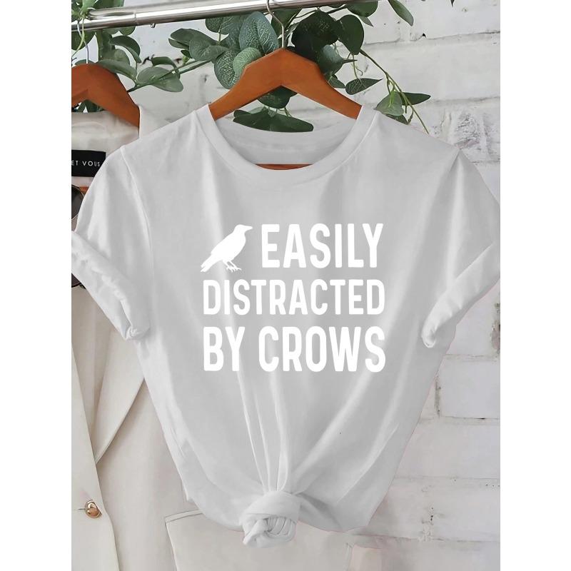 

Women S Graphic Tee - Casual Short Sleeve Crew Neck, Machine Washable, Perfect for Spring & Summer Outfits, Spring Fashion Top S белый