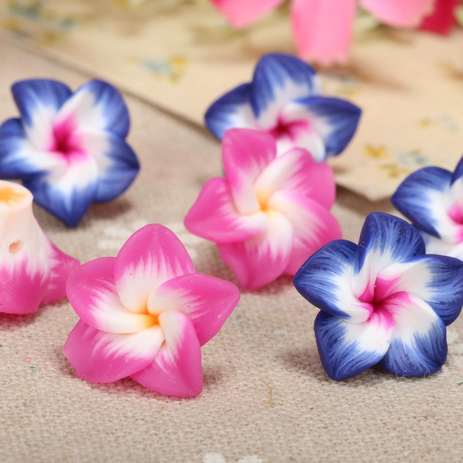 15mm Polymer Clay Plumeria Egg Flower Beads for DIY Bracelet and Necklace Jewelry Making