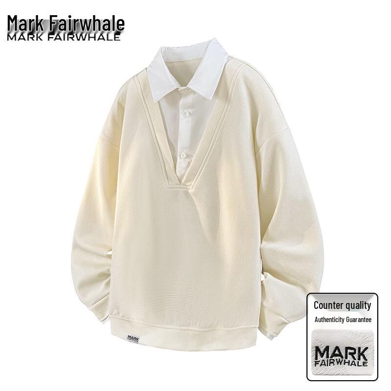 Mark Fairwhale Men's Faux Two-Piece Casual Pullover Sweatshirt