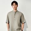 Men's 100% French Linen Short-Sleeve Pullover Shirt