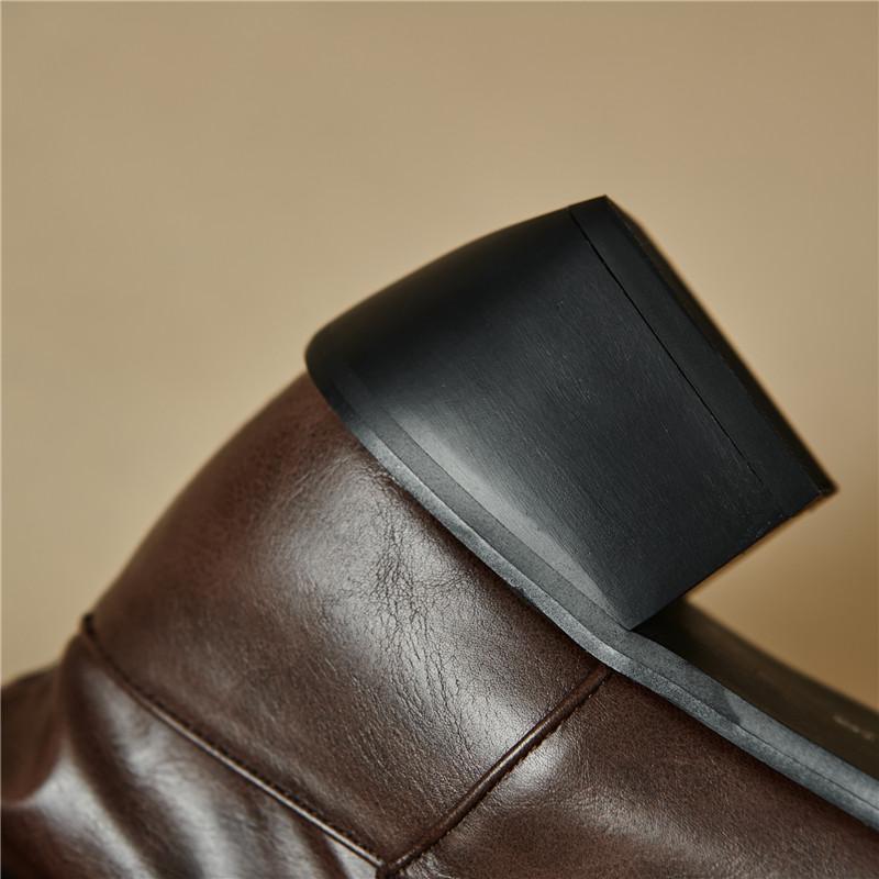 Women's low-heeled boots autumn and winter new European and American thick-heeled large-size Roman medium boots