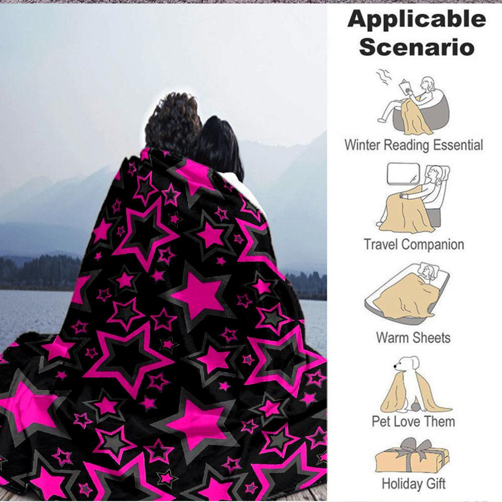 1pc Pink Star Pattern Blanket Warm, Cozy, And Soft, Suitable for Sofas, Beds, Cars, And Office Use.Perfect for Camping And Travel, Making It a Great G