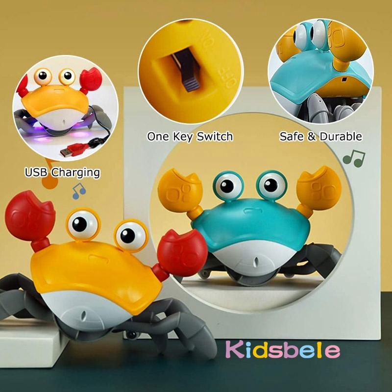 Electric Crawling Crab Baby Toy Induction Escape Crab With Light-up Music Speed Control Infant Tummy Time Educational Moving Toy