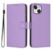 For iPhone 15 Case Solid Color Wallet Leather Phone Cover with Strap - Lavender