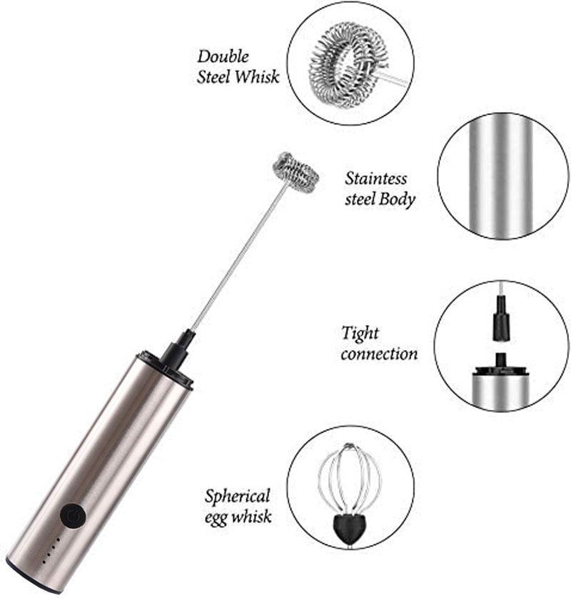 Adjustable Three-Speed Handheld Stainless Steel Electric Milk and Egg Frother