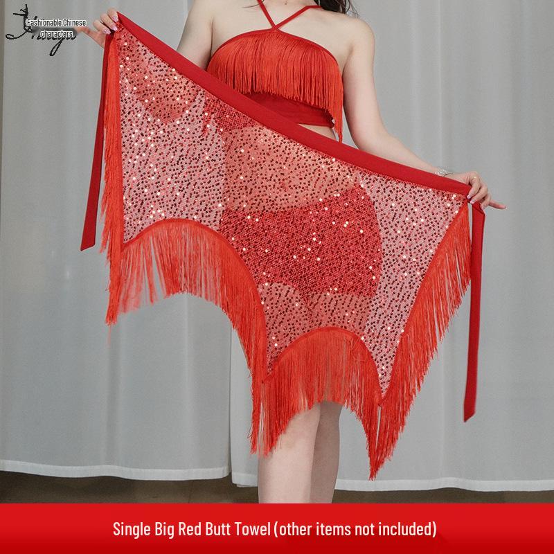 Orienttanz Hüfttuch: Pailletten-Taillenkette & Quasten für Bauchtanz-Übung und -Aufführung.