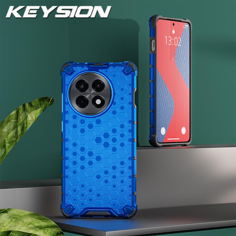 KEYSION Shockproof Armor Case for OnePlus 13R 5G 1+13r Soft Silicone+PC Transparent Honeycomb Phone Cover for OnePlus Ace 5 Pro
