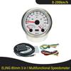 Universal 85mm 3 in 1 Multifunctional 0-120 0-200 KM MPH GPS Speedometer with 8000RPM Tachometer Fuel Level 7 Colors Backlight